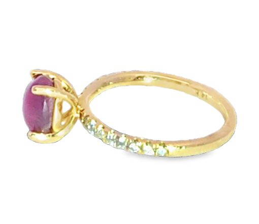 Star Ruby Genuine Gemstone Diamond ,18 kt yellow Gold Engagement Ring RFK,545 - Image 6
