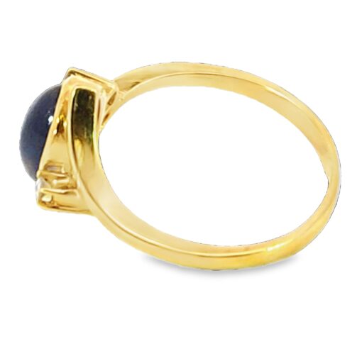 Blue Sapphire Natural Genuine 18 KT, Yellow Gold Diamond Engagement Ring H10 - Image 2