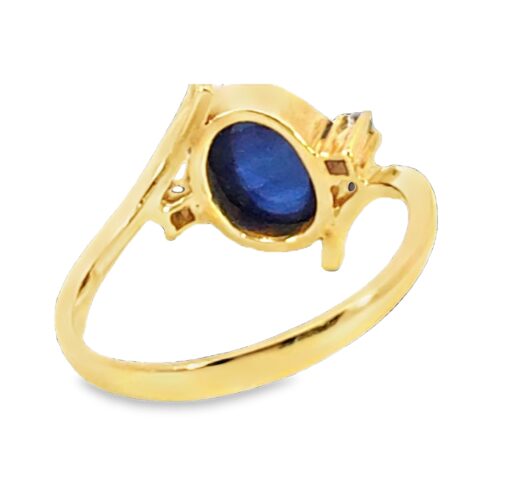 Blue Sapphire Natural Genuine 18 KT, Yellow Gold Diamond Engagement Ring H10 - Image 3