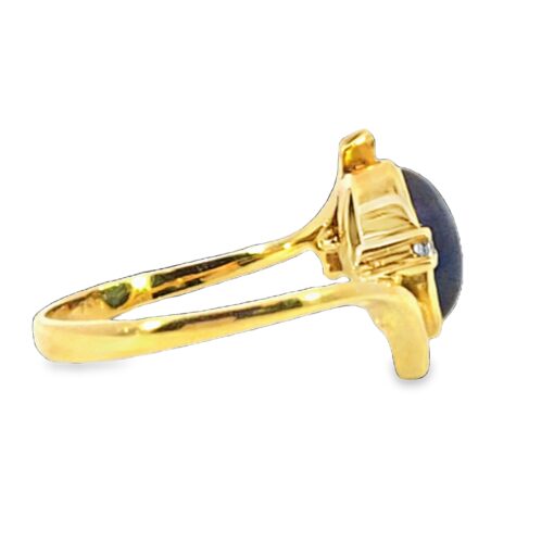 Blue Sapphire Natural Genuine 18 KT, Yellow Gold Diamond Engagement Ring H10 - Image 4