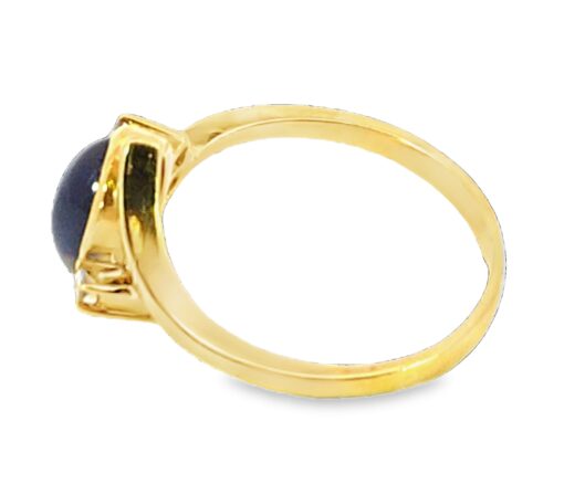 Blue Sapphire Natural Genuine 18 KT, Yellow Gold Diamond Engagement Ring H10 - Image 5