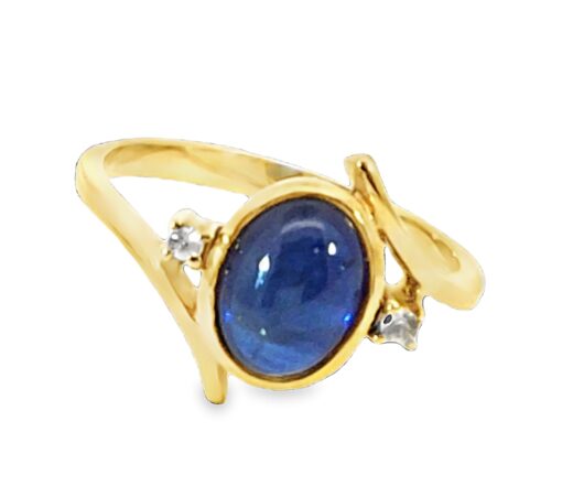 Blue Sapphire Natural Genuine 18 KT, Yellow Gold Diamond Engagement Ring H10 - Image 6