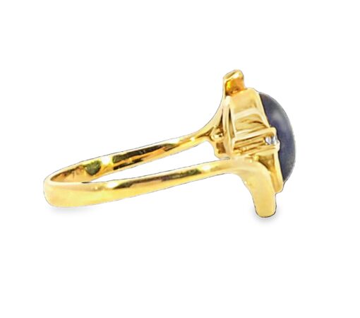 Blue Sapphire Natural Genuine 18 KT, Yellow Gold Diamond Engagement Ring H10 - Image 8