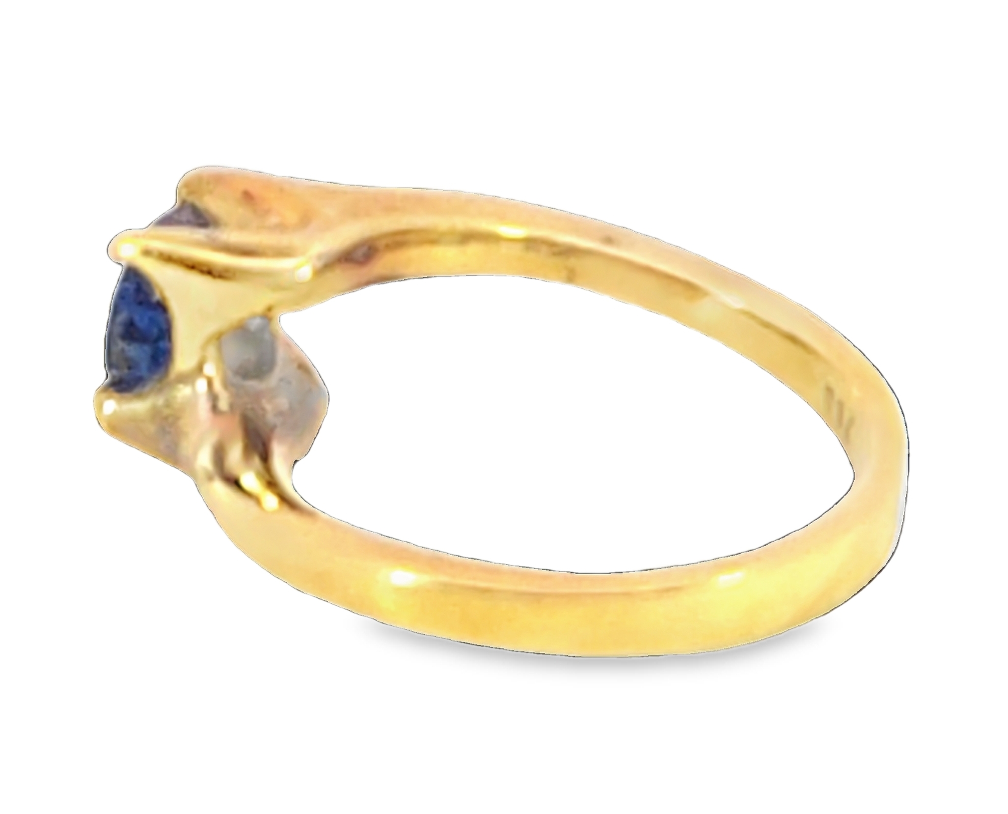 Blue Sapphire Sri Lanka Genuine 18 KT, Yellow Gold Engagement Ring H16 - Image 3