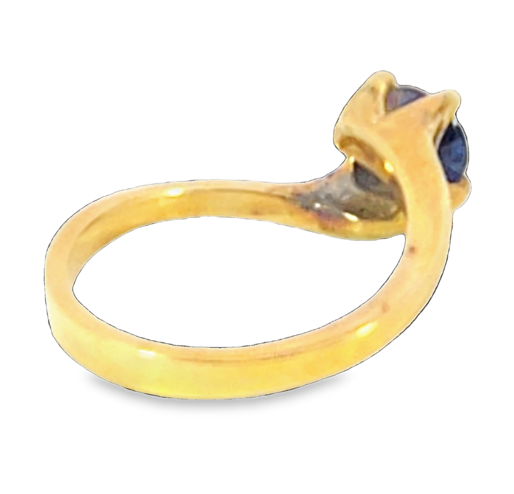 Blue Sapphire Sri Lanka Genuine 18 KT, Yellow Gold Engagement Ring H16 - Image 4