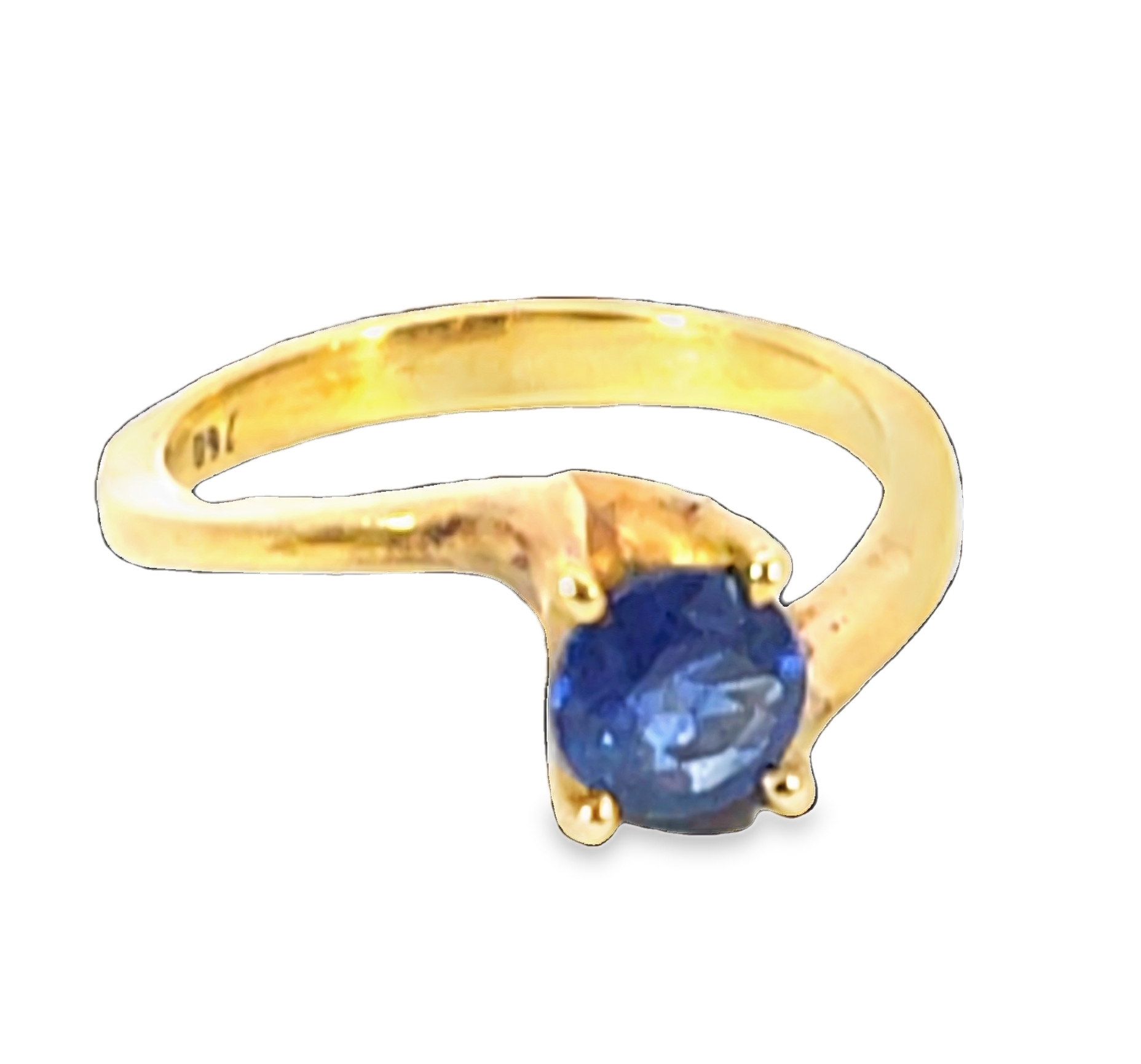 Blue Sapphire Sri Lanka Genuine 18 KT, Yellow Gold Engagement Ring H16 - Image 6