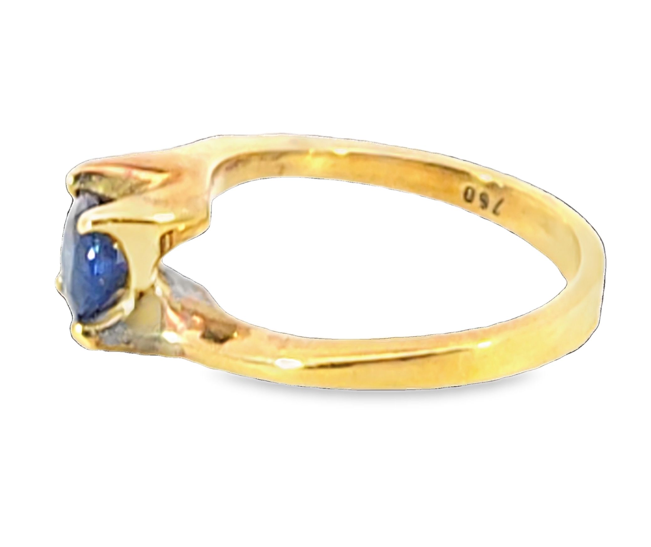 Blue Sapphire Sri Lanka Genuine 18 KT, Yellow Gold Engagement Ring H16 - Image 7