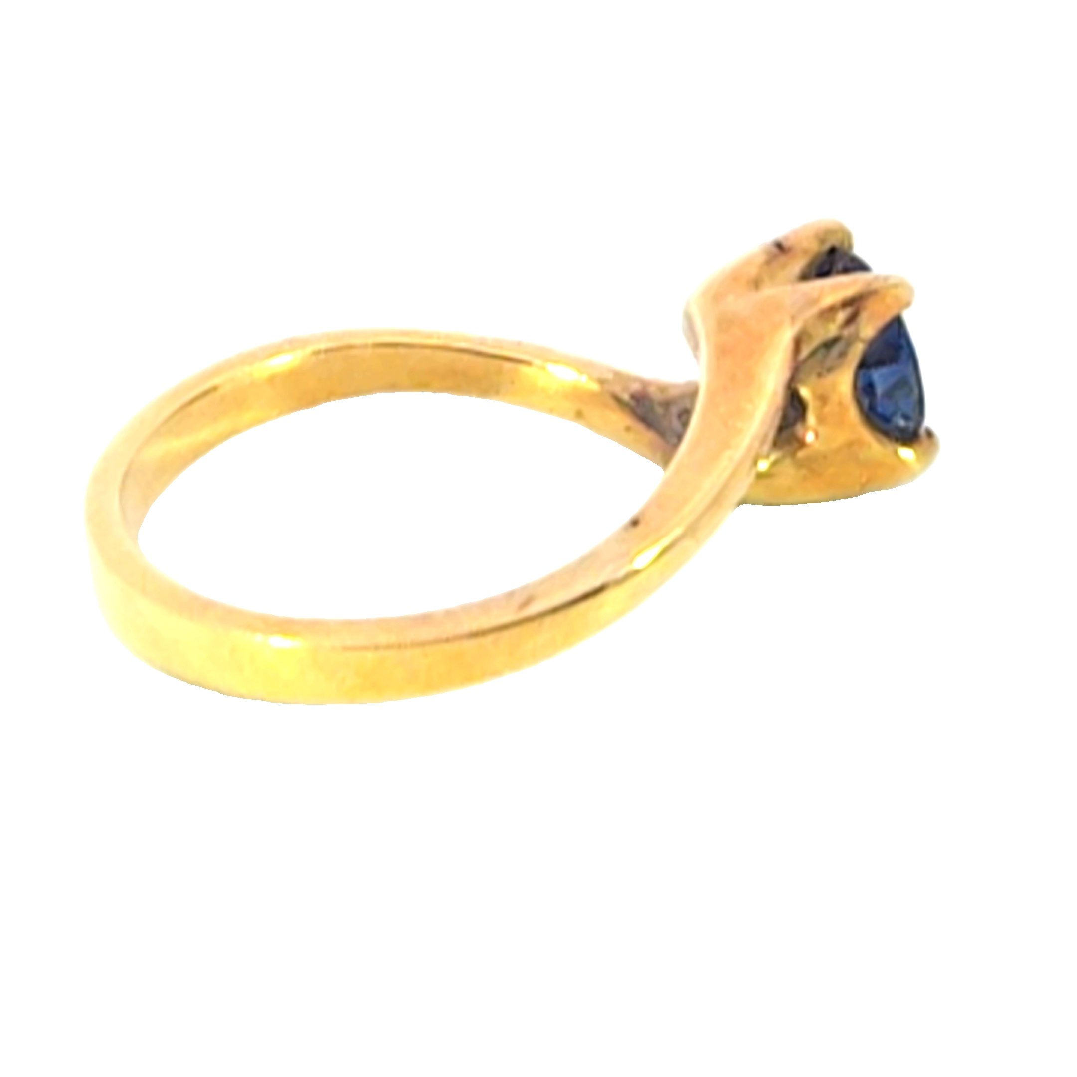 Blue Sapphire Sri Lanka Genuine 18 KT, Yellow Gold Engagement Ring H16 - Image 9