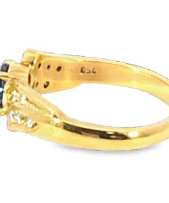Alternative view of Blue Sapphire Diamond Natural Genuine 18 KT, Yellow Gold Engagement Ring H21