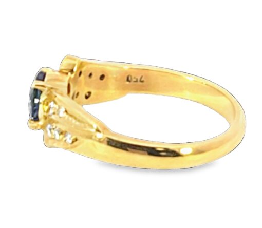 Blue Sapphire Diamond Natural Genuine 18 KT, Yellow Gold Engagement Ring H21 - Image 2