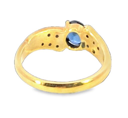 Blue Sapphire Diamond Natural Genuine 18 KT, Yellow Gold Engagement Ring H21 - Image 3