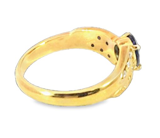 Blue Sapphire Diamond Natural Genuine 18 KT, Yellow Gold Engagement Ring H21 - Image 8
