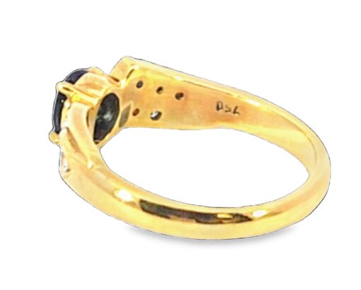 Blue Sapphire Diamond Natural Genuine 18 KT, Yellow Gold Engagement Ring H21 - Image 10