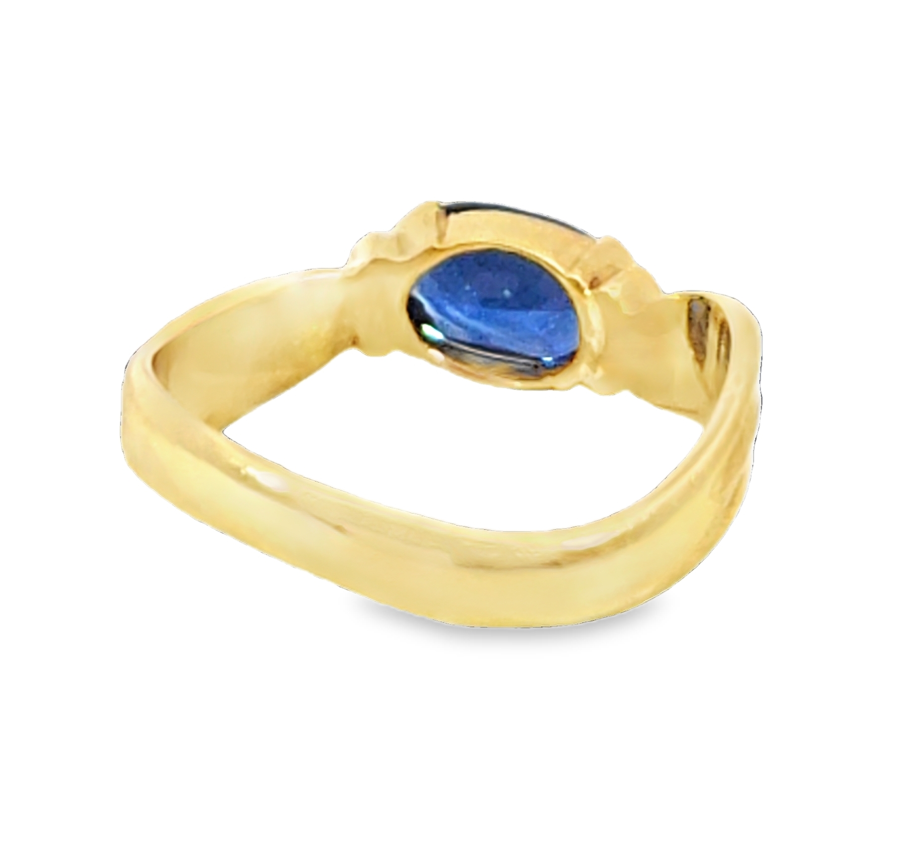 Blue Sapphire Sri Lanka Genuine 18 KT, Yellow Gold Engagement Ring H24 - Image 2