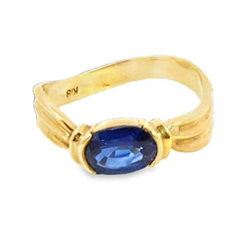 Blue Sapphire Sri Lanka Genuine 18 KT, Yellow Gold Engagement Ring H24 - Image 5