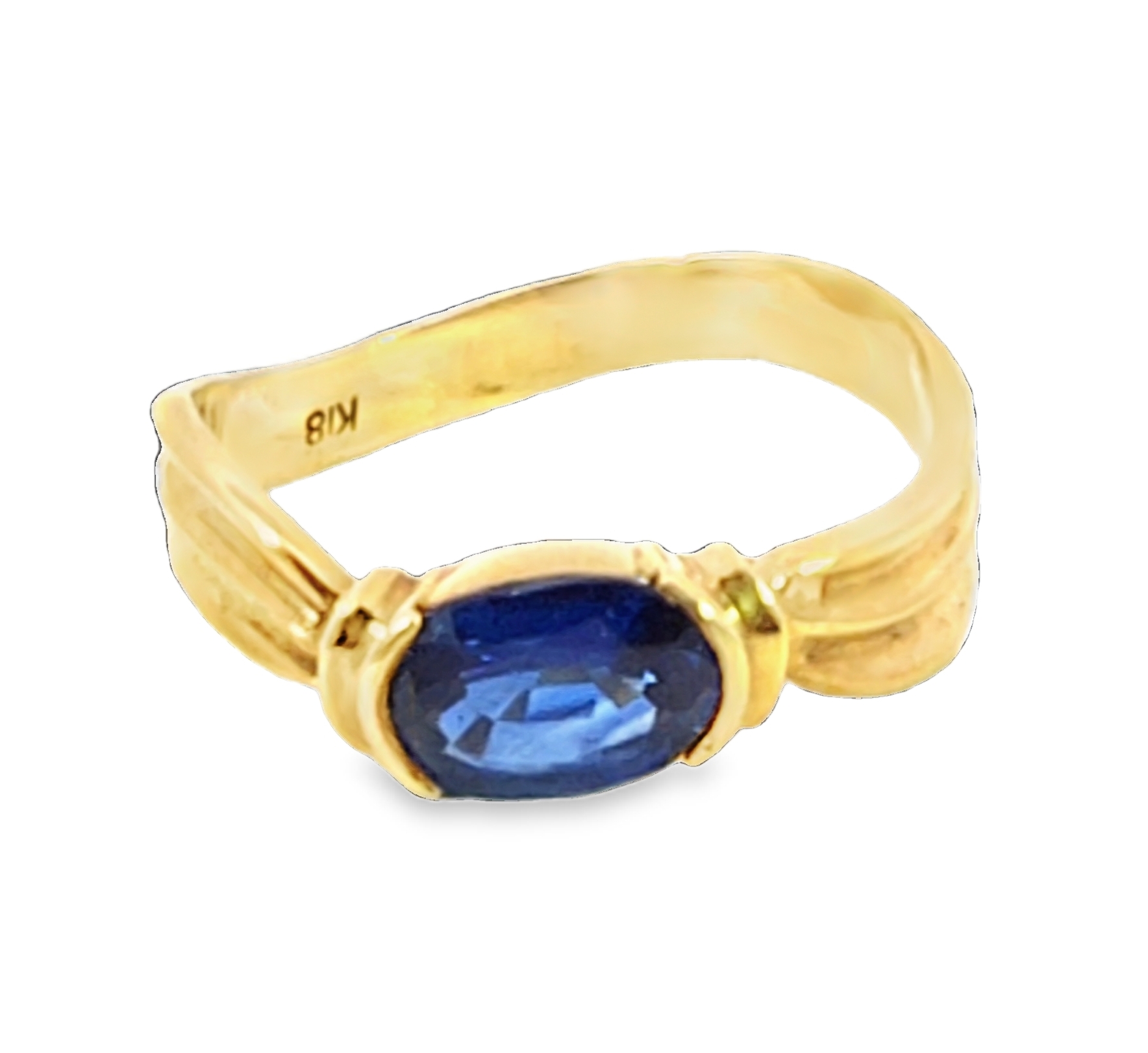 Blue Sapphire Sri Lanka Genuine 18 KT, Yellow Gold Engagement Ring H24 - Image 5