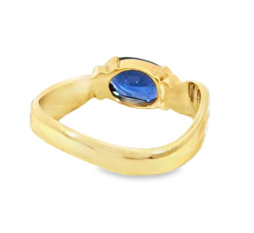 Blue Sapphire Sri Lanka Genuine 18 KT, Yellow Gold Engagement Ring H24 - Image 6