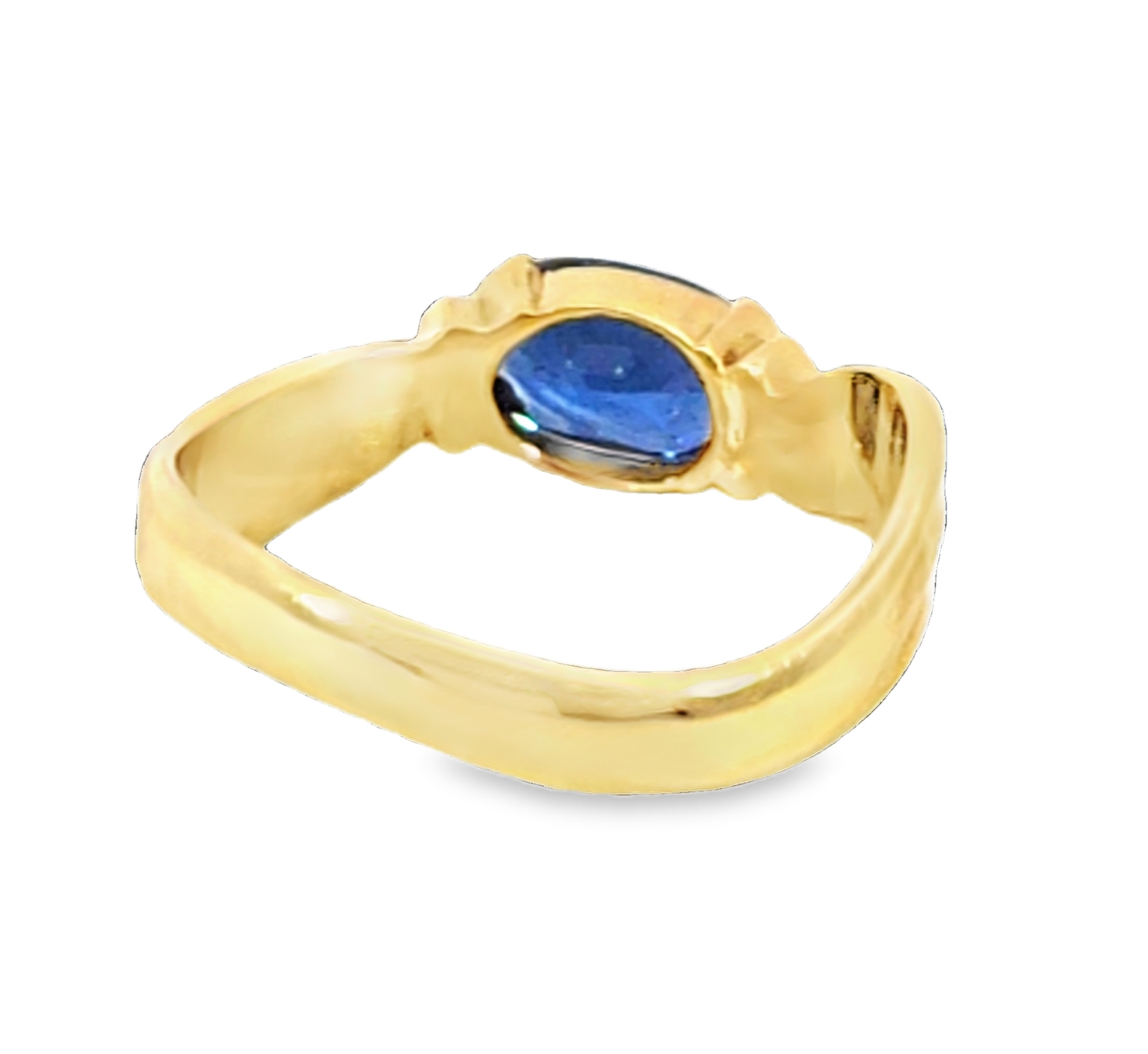 Blue Sapphire Sri Lanka Genuine 18 KT, Yellow Gold Engagement Ring H24 - Image 6