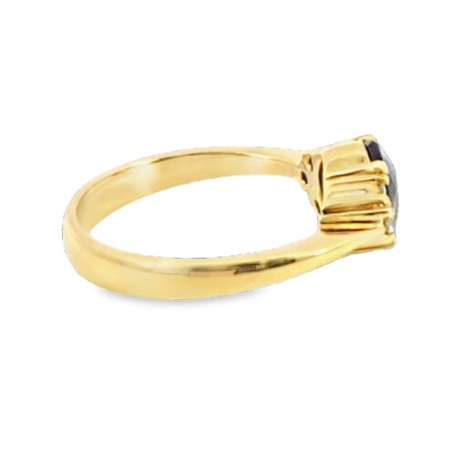 Blue Sapphire Diamond Natural Genuine 18 KT, Yellow Gold Engagement Ring H31 - Image 2