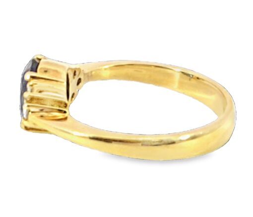 Blue Sapphire Diamond Natural Genuine 18 KT, Yellow Gold Engagement Ring H31 - Image 4