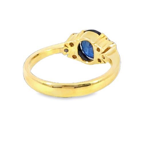 Blue Sapphire Diamond Natural Genuine 18 KT, Yellow Gold Engagement Ring H31 - Image 6