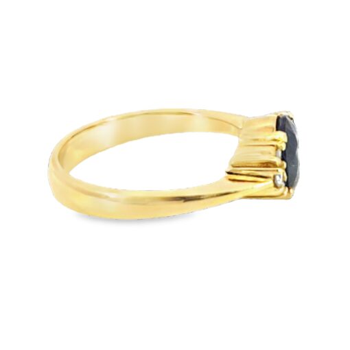 Blue Sapphire Diamond Natural Genuine 18 KT, Yellow Gold Engagement Ring H31 - Image 8