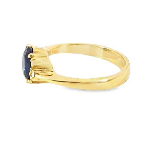 Blue Sapphire Diamond Natural Genuine 18 KT, Yellow Gold Engagement Ring H31 - Image 10