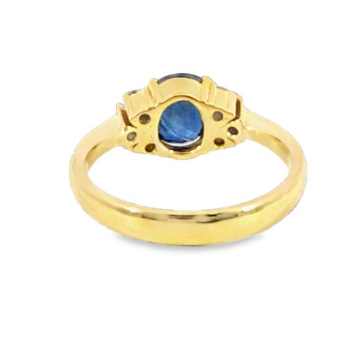 Blue Sapphire Diamond Natural Genuine 18 KT, Yellow Gold Engagement Ring H31 - Image 11