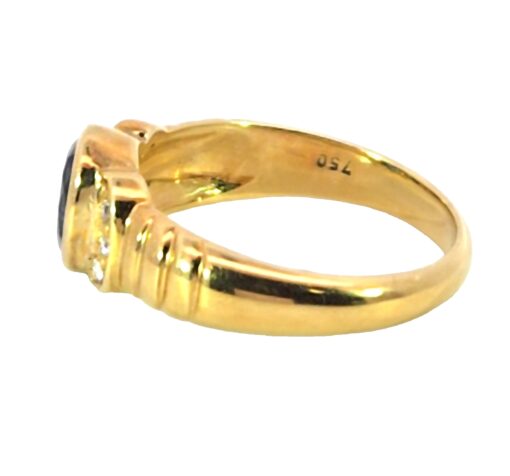 Blue Sapphire Sri Lanka Genuine 18 KT, Yellow Gold Diamond Engagement Ring H35 - Image 2