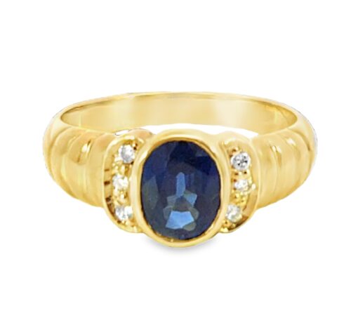 Blue Sapphire Sri Lanka Genuine 18 KT, Yellow Gold Diamond Engagement Ring H35 - Image 5