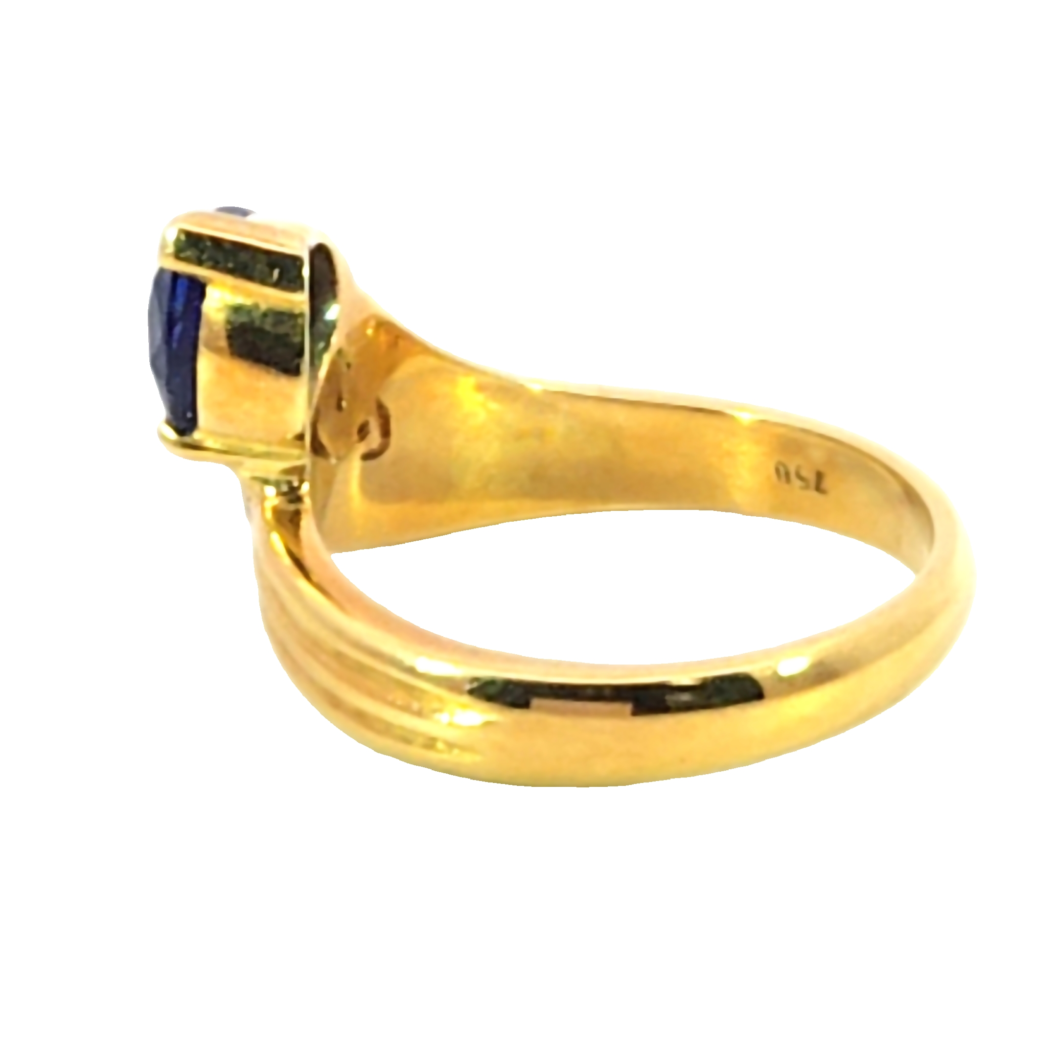 Blue Sapphire Sri Lanka Genuine 18 KT, Yellow Gold Diamond Engagement Ring H38 - Image 2