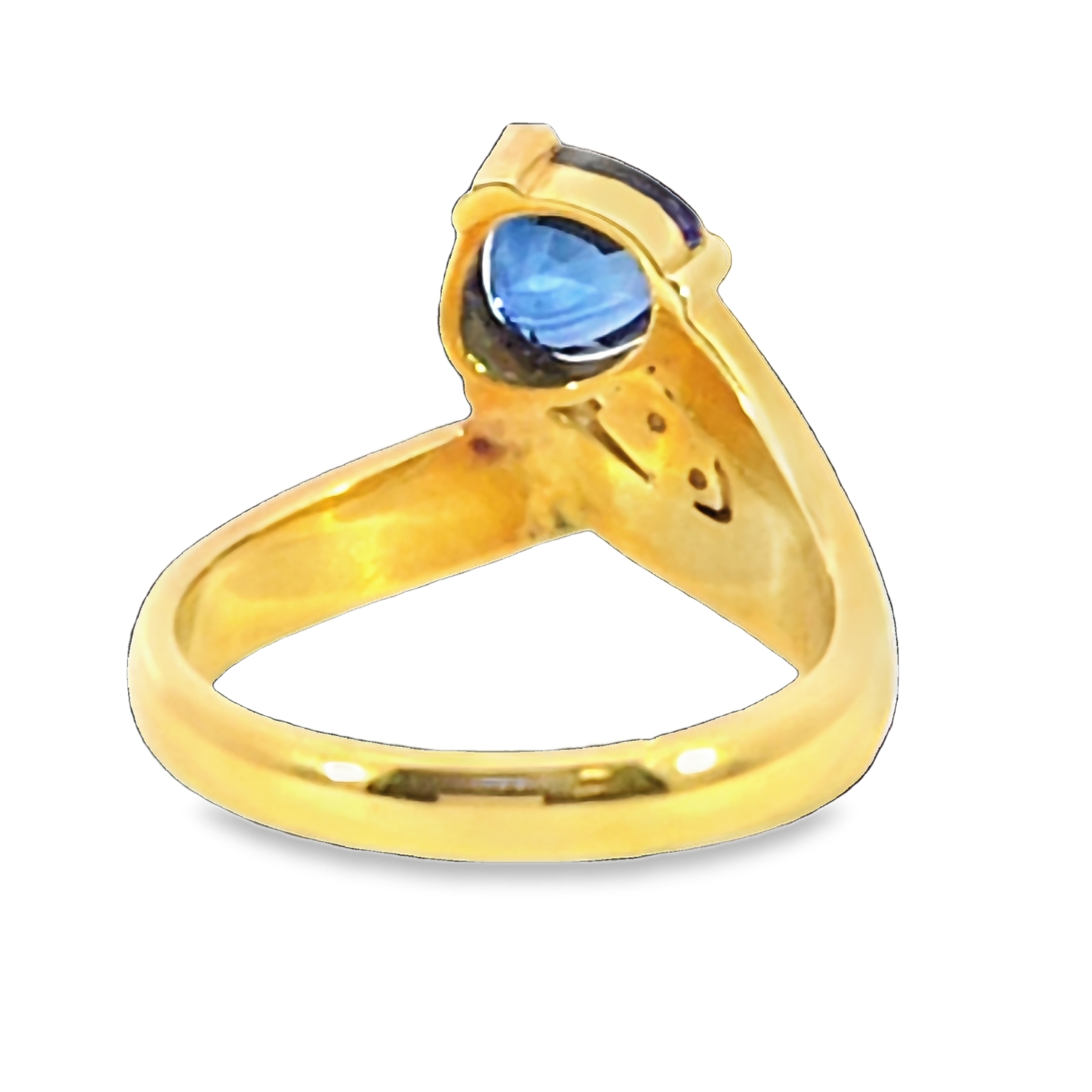 Blue Sapphire Sri Lanka Genuine 18 KT, Yellow Gold Diamond Engagement Ring H38 - Image 3