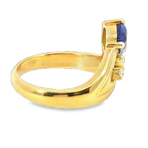 Blue Sapphire Sri Lanka Genuine 18 KT, Yellow Gold Diamond Engagement Ring H38 - Image 4