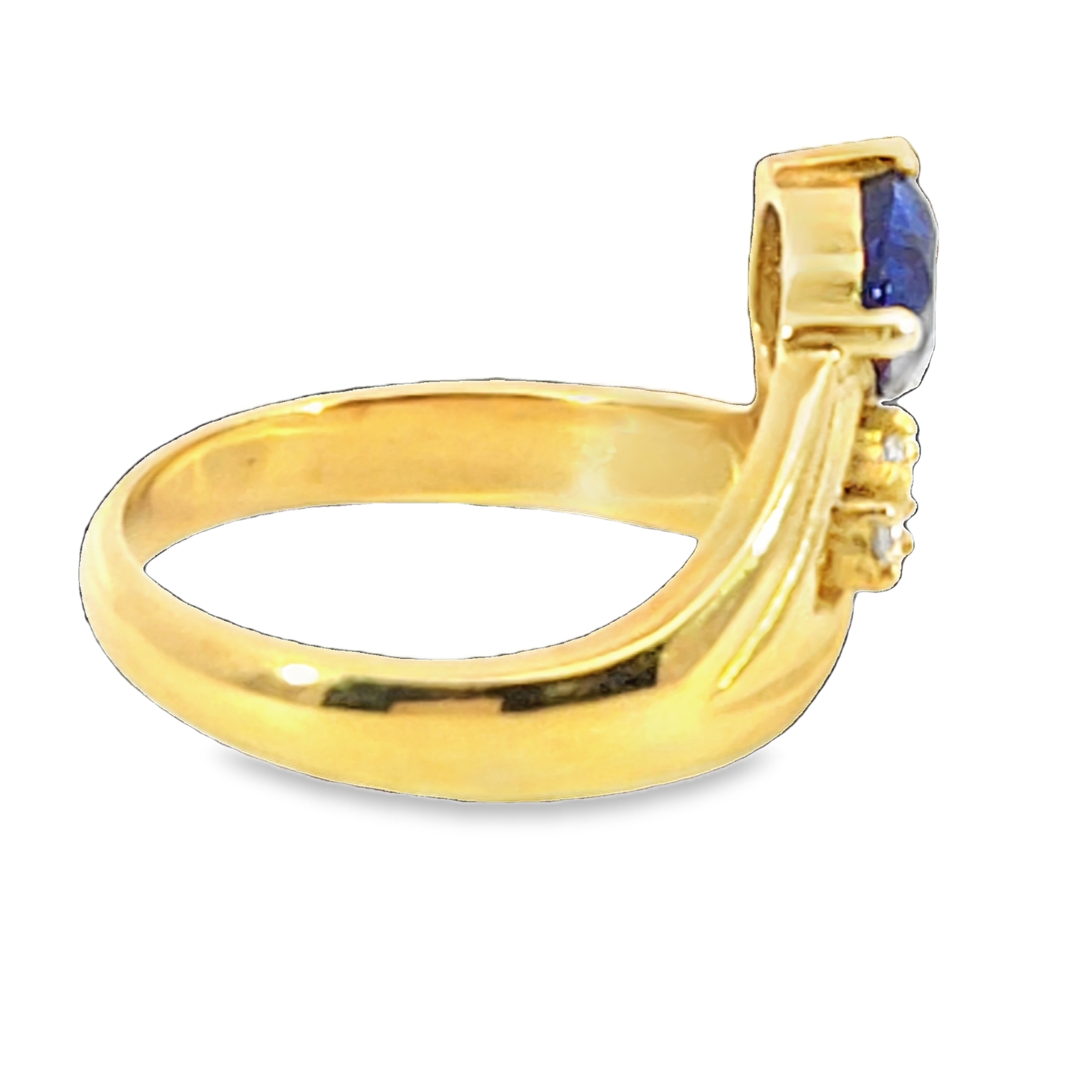 Blue Sapphire Sri Lanka Genuine 18 KT, Yellow Gold Diamond Engagement Ring H38 - Image 4