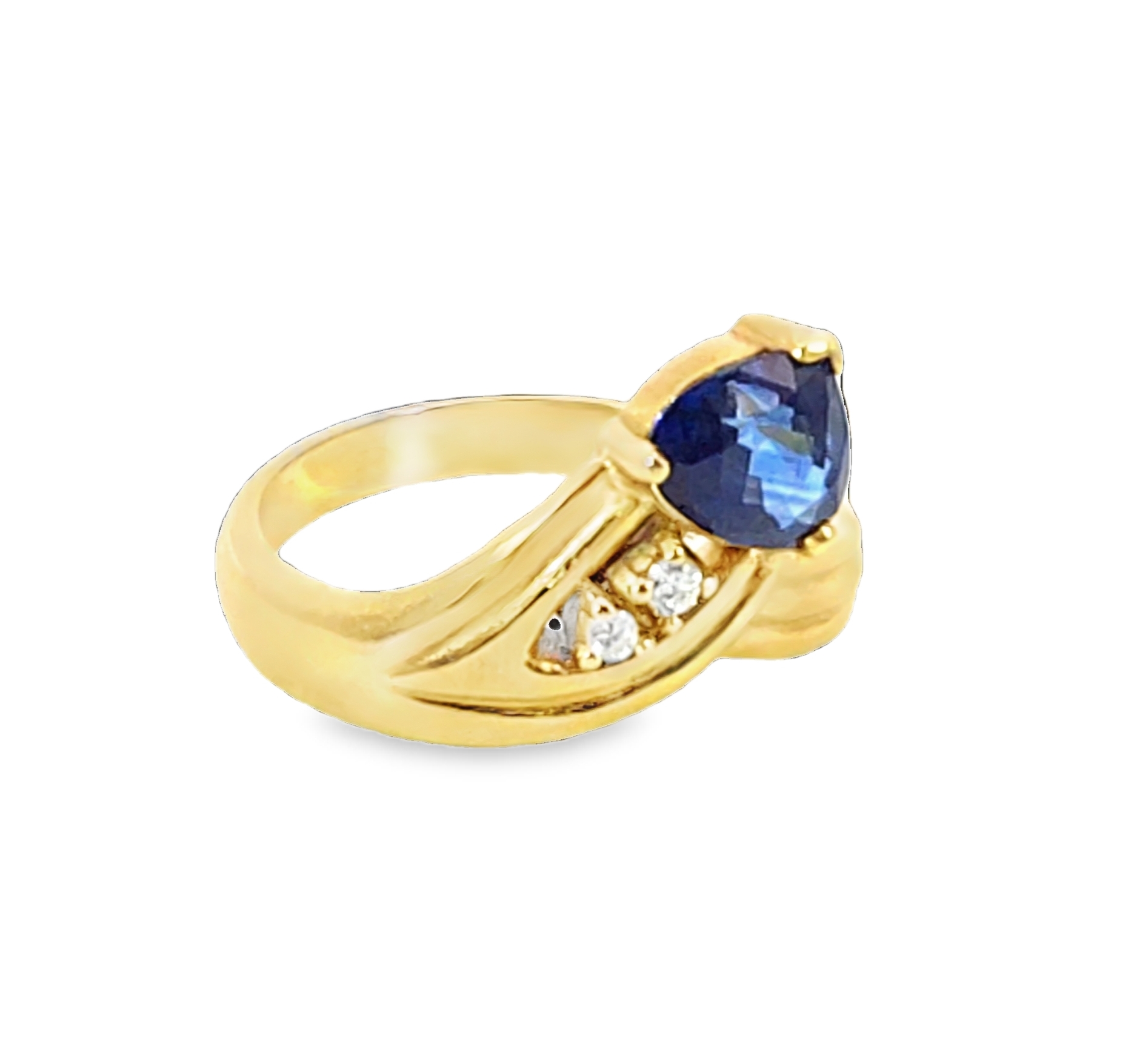 Blue Sapphire Sri Lanka Genuine 18 KT, Yellow Gold Diamond Engagement Ring H38 - Image 5