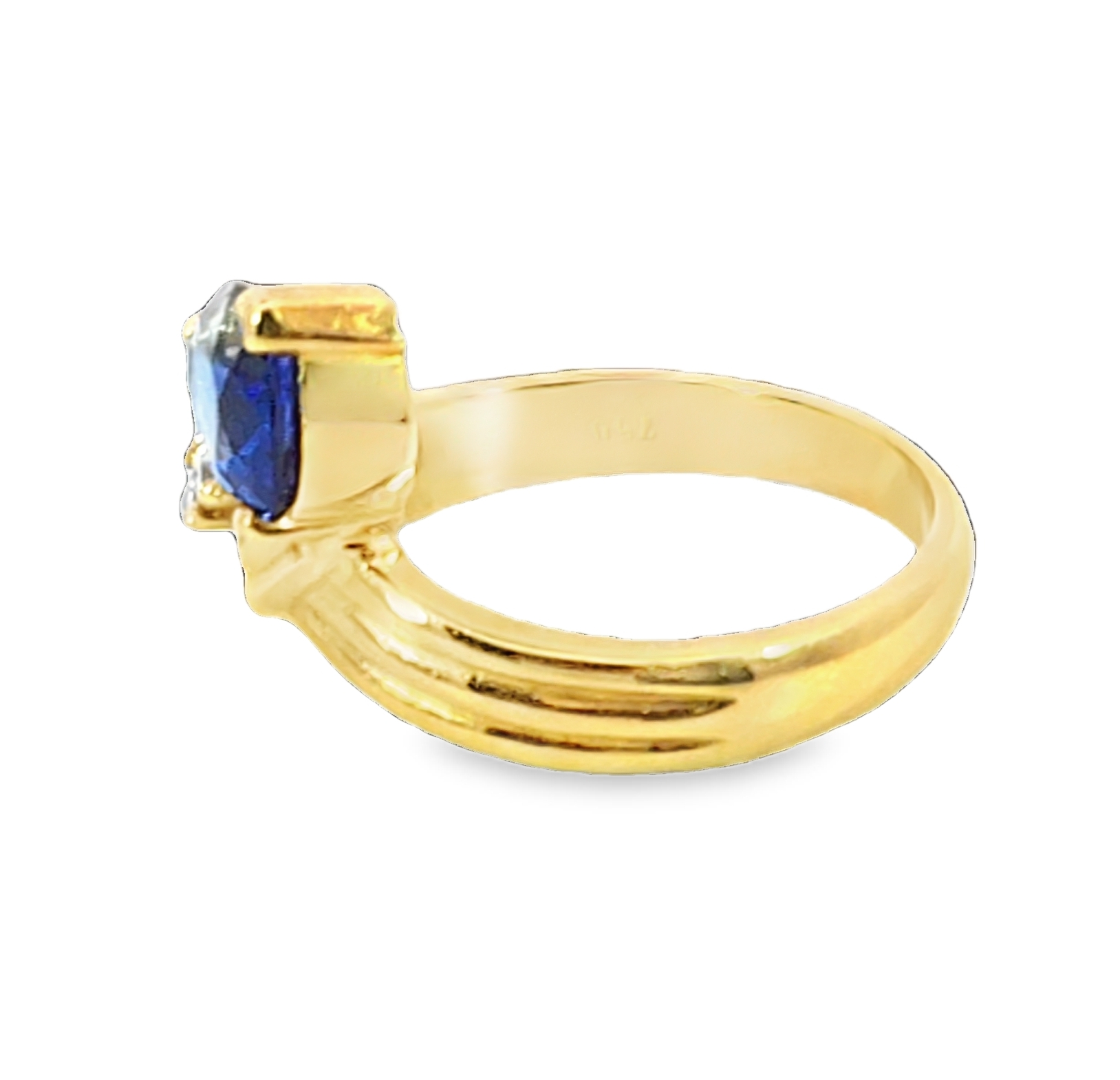 Blue Sapphire Sri Lanka Genuine 18 KT, Yellow Gold Diamond Engagement Ring H38 - Image 6