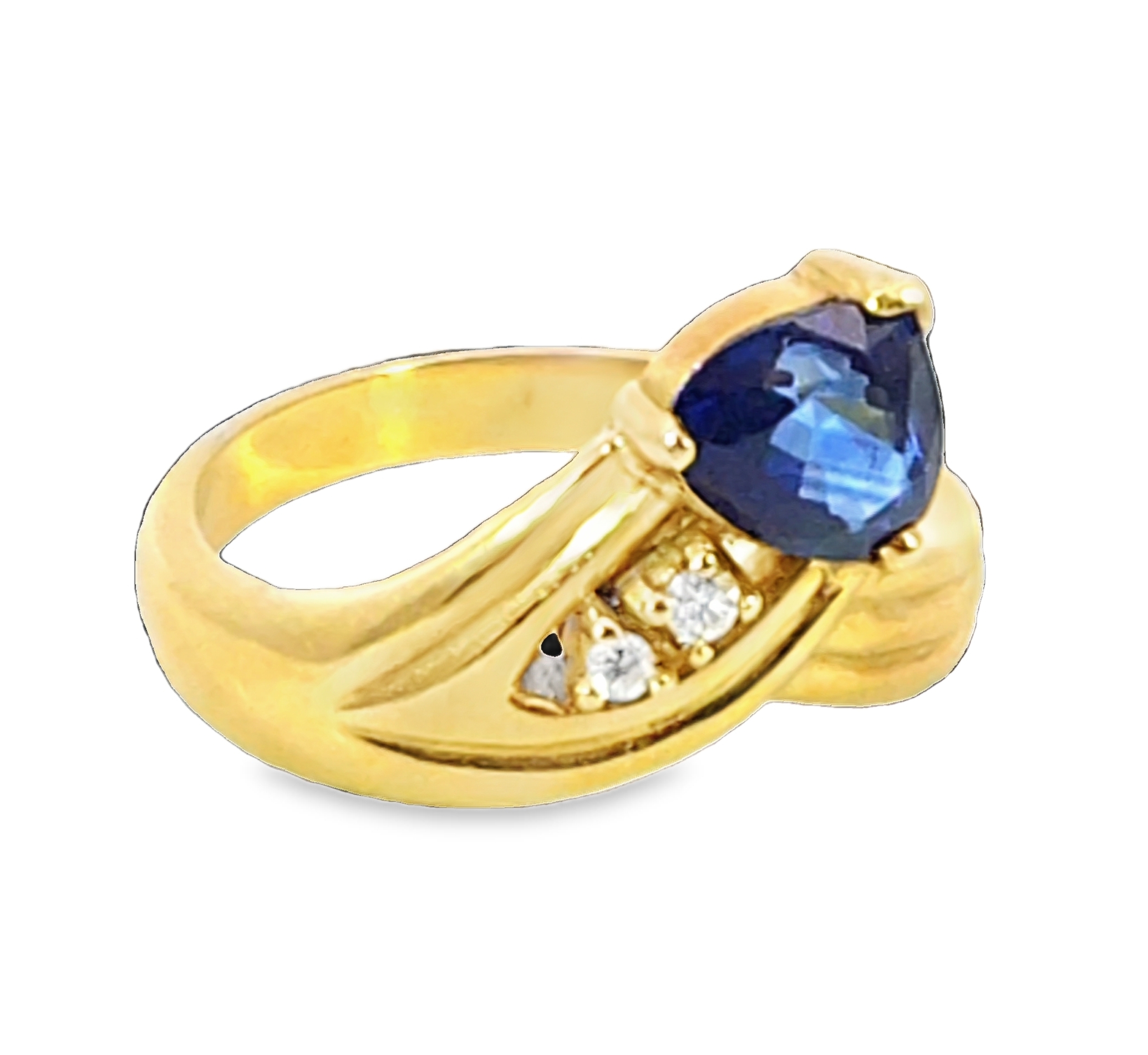 Blue Sapphire Sri Lanka Genuine 18 KT, Yellow Gold Diamond Engagement Ring H38 - Image 10