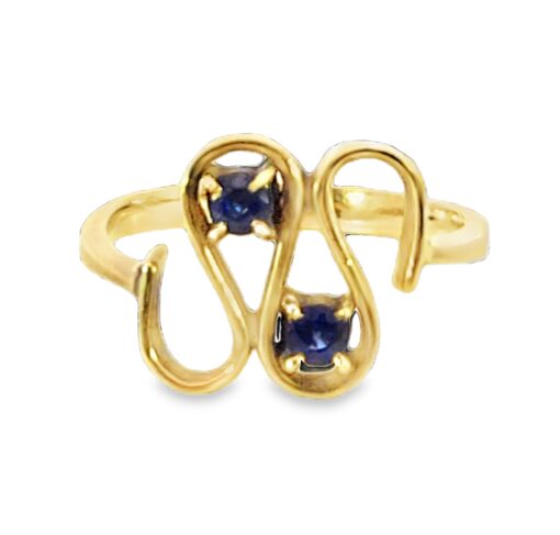 Blue Sapphire Genuine Gemstone Sri Lanka 14 KT, Yellow Gold Ring H78 - Image 6
