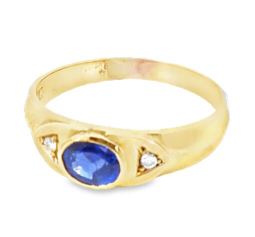 Blue Sapphire Sri Lanka Genuine 9 KT, Yellow Gold Diamond Engagement Ring H88 - Image 2