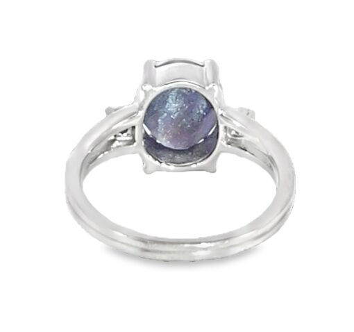 Blue Star Sapphire Diamond Natural Genuine Gemstone White Gold Ring RFK,410 - Image 5
