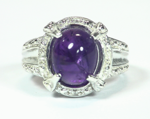 Amethyst Cabochon Set In A Sterling Silver Lady,s Ring RSS,623