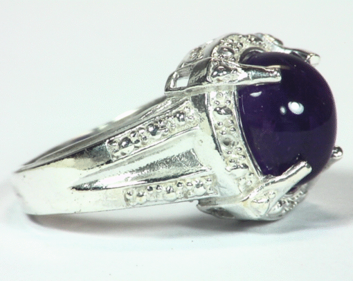Amethyst Cabochon Set In A Sterling Silver Lady,s Ring RSS,623 - Image 8