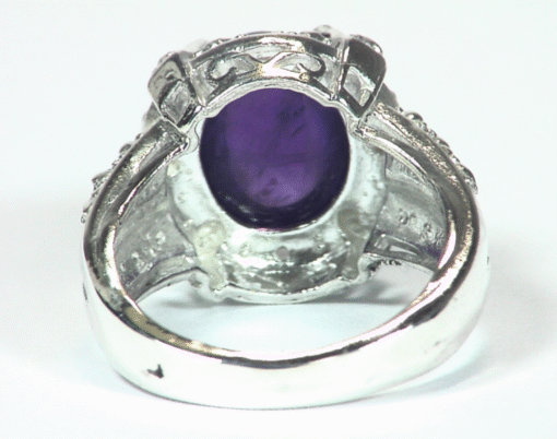 Amethyst Cabochon Set In A Sterling Silver Lady,s Ring RSS,623 - Image 6
