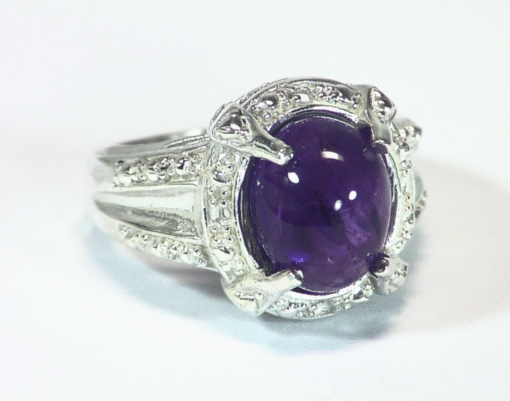 Amethyst Cabochon Set In A Sterling Silver Lady,s Ring RSS,623 - Image 4