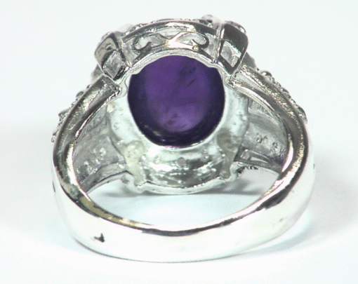 Amethyst Cabochon Set In A Sterling Silver Lady,s Ring RSS,623 - Image 3