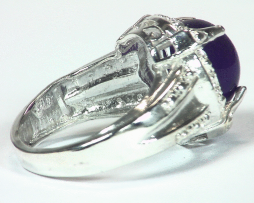 Amethyst Cabochon Set In A Sterling Silver Lady,s Ring RSS,623 - Image 2
