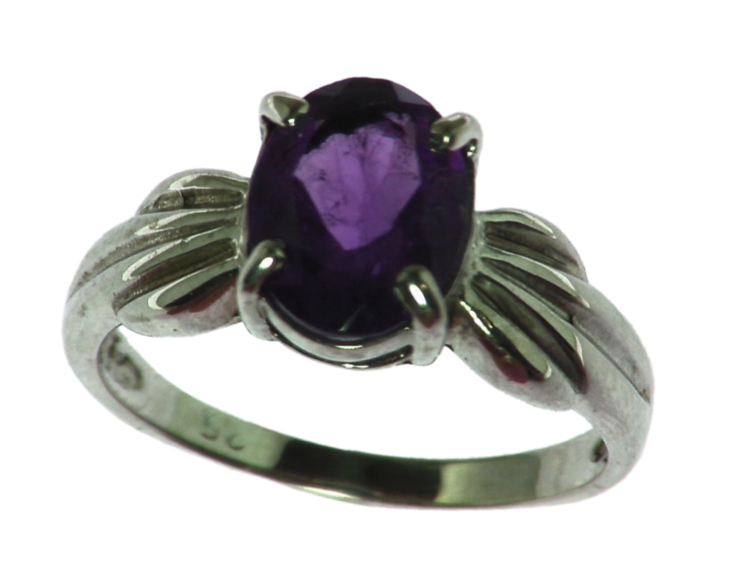 Amethyst Genuine Gemstone set in Sterling Silver Lady's Ring RSS,346
