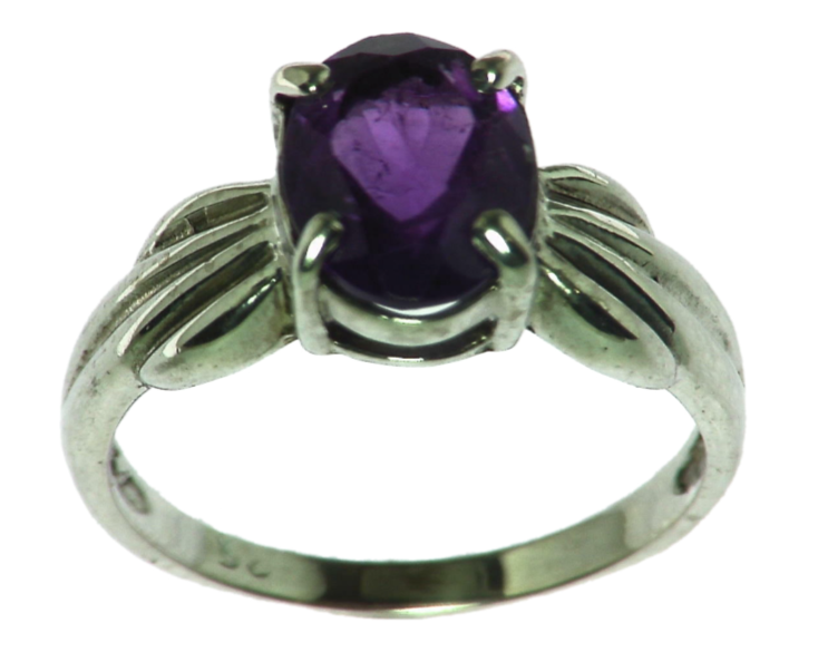 Amethyst Genuine Gemstone set in Sterling Silver Lady's Ring RSS,346 - Image 2