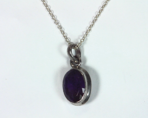 Amethyst Genuine Gemstone set in sterling silver Pendent PSS,877