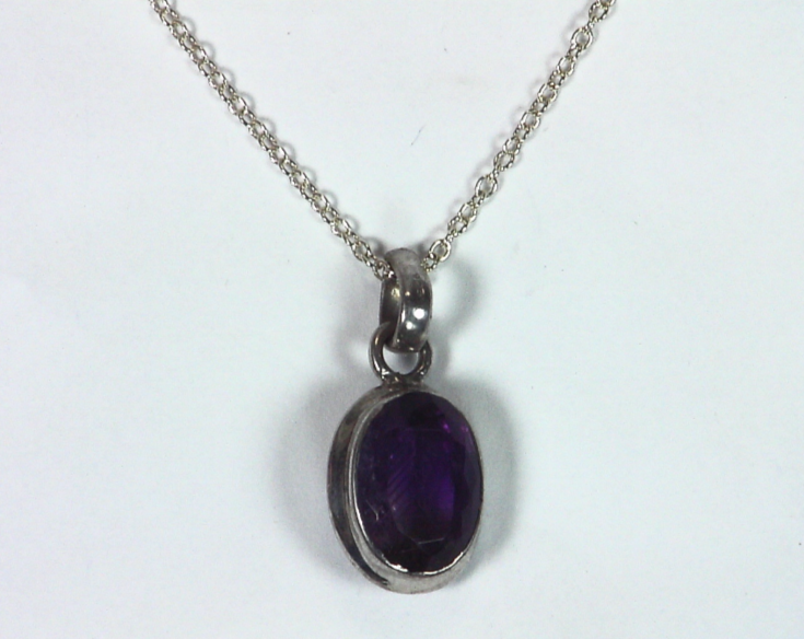 Amethyst Genuine Gemstone set in sterling silver Pendent PSS,877 - Image 6